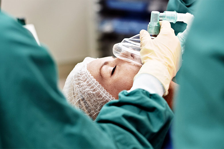 Patient being put under anesthesia 