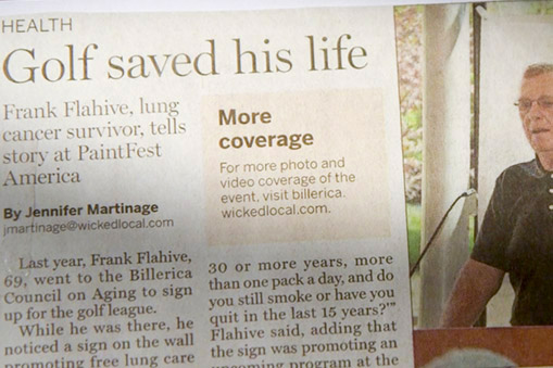 Newspaper article about how screening saved Frank's life