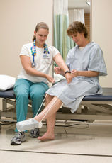 Lahey occupational therapist showing dressing techniques