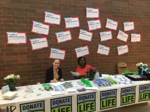 Transplant Social Workers - Angela Lombardo and Eileen Njeri – at the Donate Life Event. 